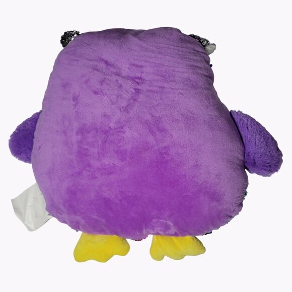 Hobby Lobby Owl 14 inch Plush Pillow Reversible Sequins Purple Stuffed Animal - Picture 3 of 6
